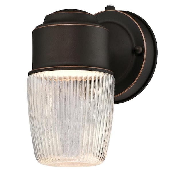 Westinghouse One-Light LED Outdoor Wall Fixture Dusk Dawn ORB, Clear Ribbed Glass 6106900 - main